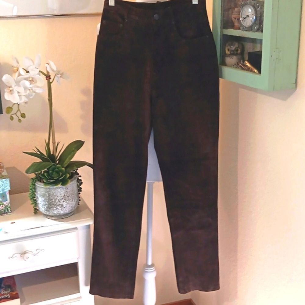 Harold's Classic Dark Brown Suede Leather Jeans. Western.Country.Coastal Cowgirl